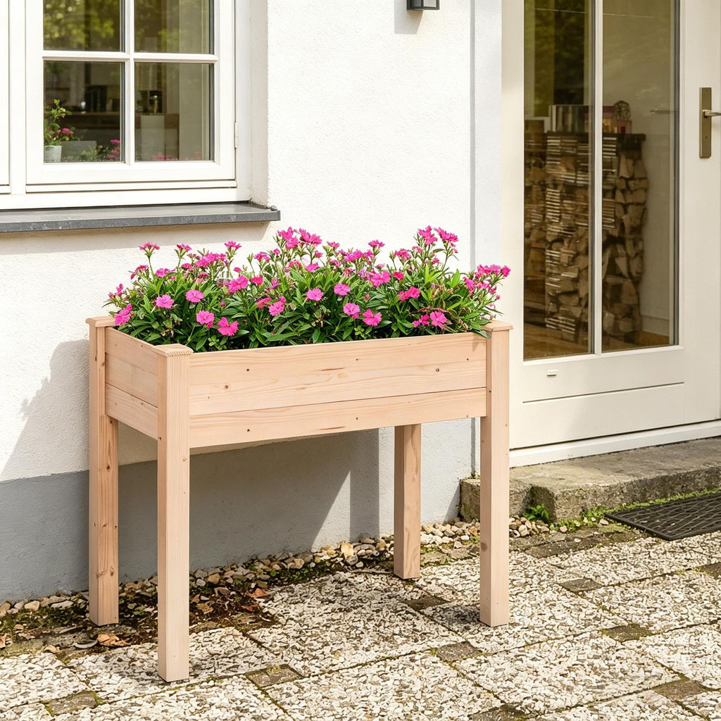 34'' Elevated Wooden Raised Garden Bed  Paint with Drainage Holes for Vegetables Herbs And Flowers Backyard Planting