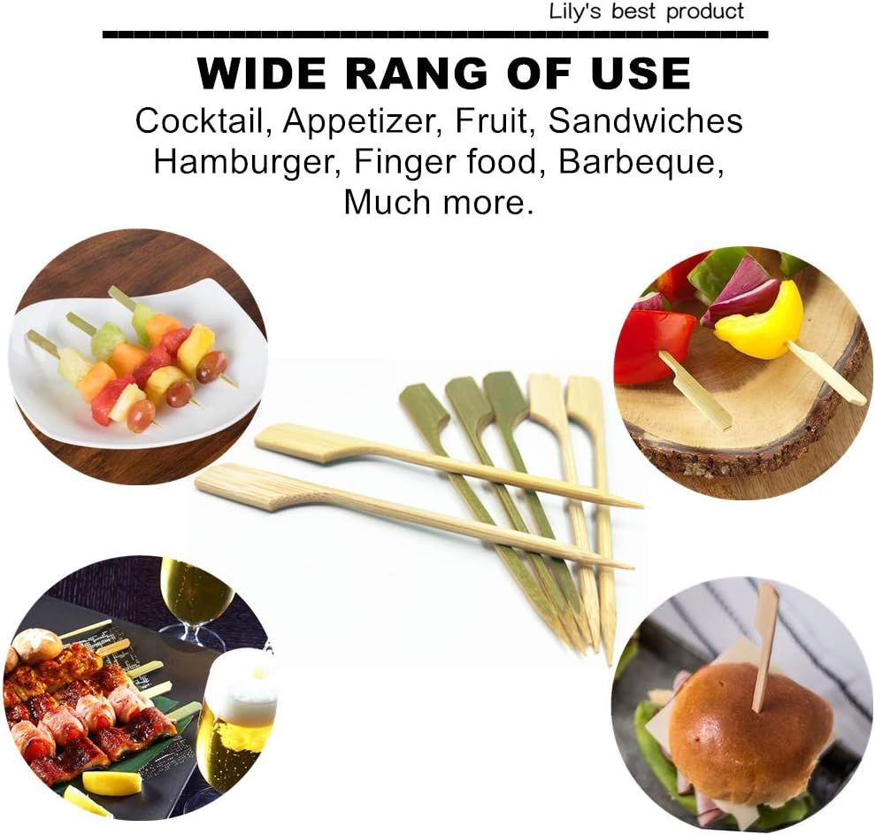 3.5 inch Bamboo Paddle Picks Skewers Toothpicks for Cocktail ,Appetizers ,Fruit ,Sandwich ,Barbeque Snacks. Wood pick More Size Choices 3.5''/ 4.7''/ 7''/ 10'' (Pack of 100)