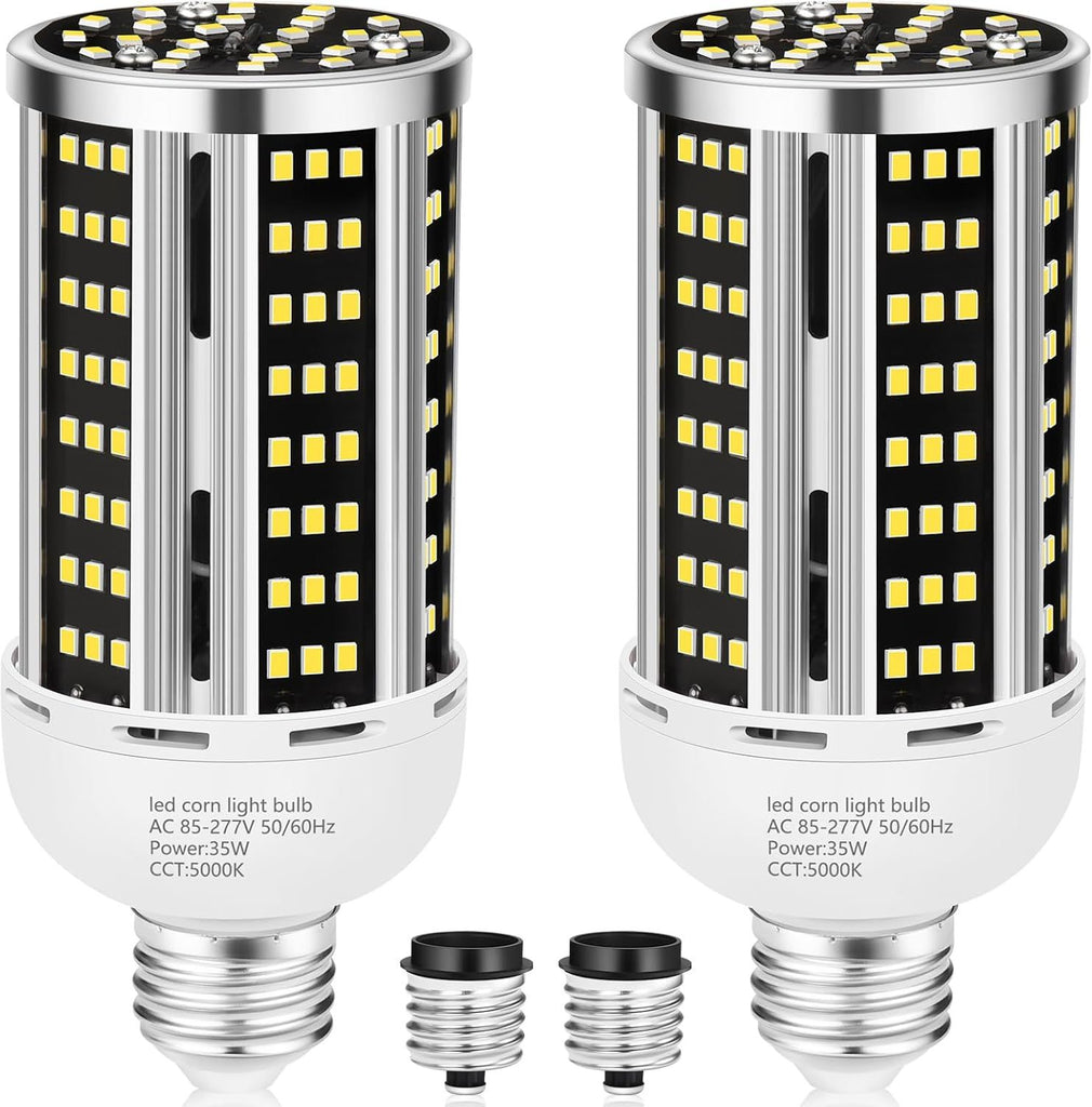 35W LED Corn Light Bulb 2 pack,(300W Equivalent )Commercial Grade Daylight 5000K E26/E39 5000LM Medium Mogul Base LED Lamp,Large Area Lights For Outdoor Indoor Garage Warehouse Factory Bay Light