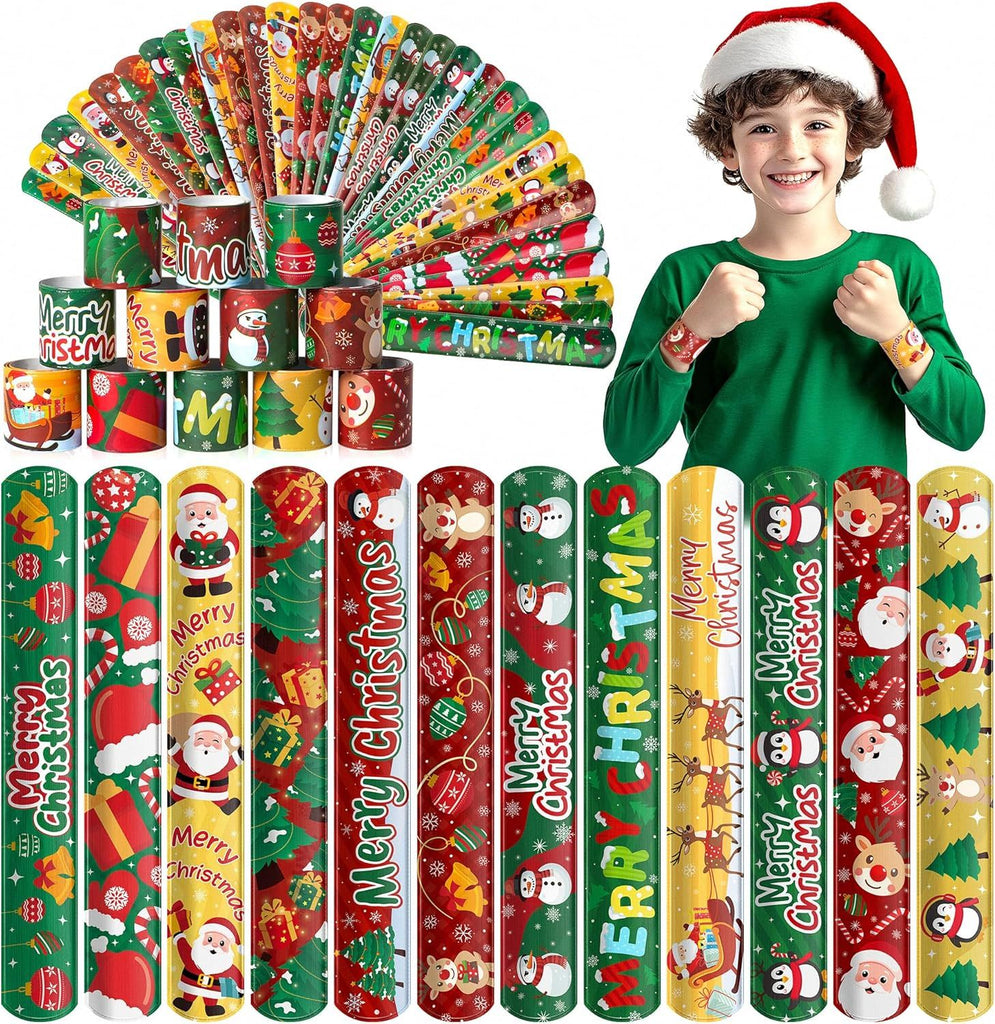 36 Pcs Christmas Slap Bracelet, Xmas Bracelet Gifts, Christmas Decorations