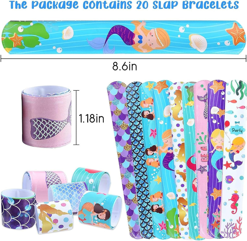36 PCS Mermaids Slap Bracelets Kids Party Favors,Bulk Snap Bracelet Party Favors Supplies for kids&teens Gifts Teacher Classroom School Favors Prizes Exchanging Gift