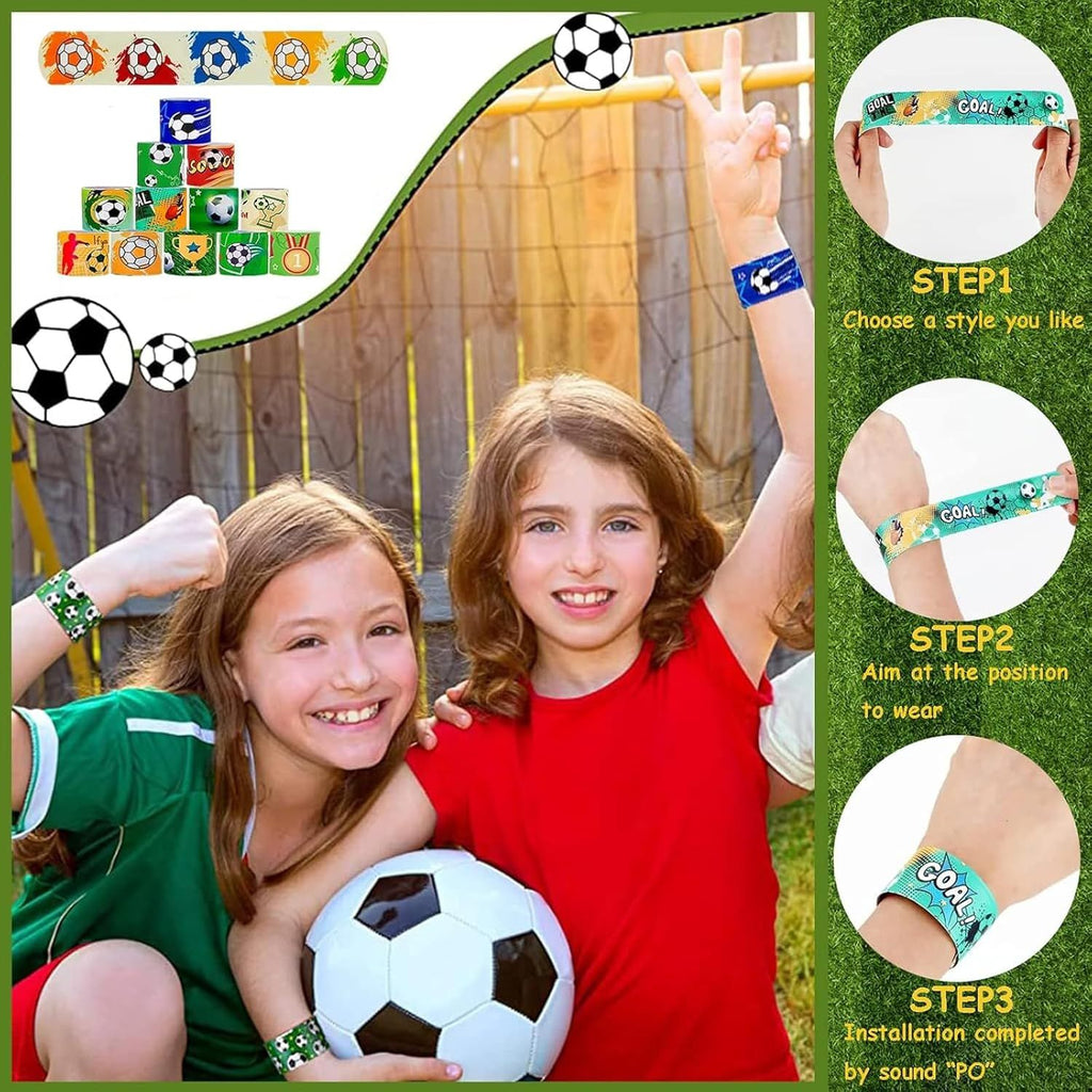 36 PCS Soccer Slap Bracelets Blank Snap Bracelets Slap Bands Wristbands Snap Bracelets for Birthday Thanksgiving Christmas Party