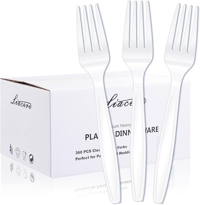 360 Pieces White Plastic Forks - Disposable Forks -6.7inch Heavy Duty Fork - White Plastic Utensils Perfect for Parties Dinners Restaurants