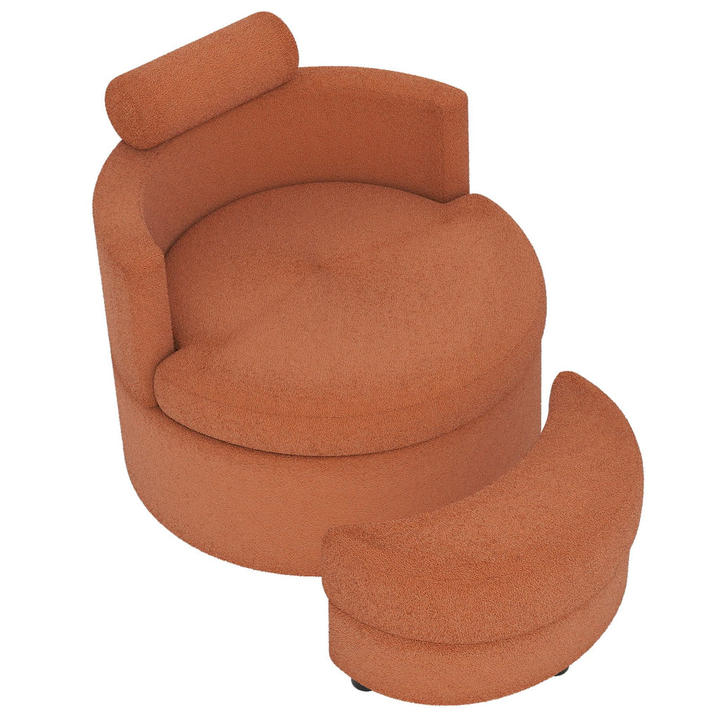 360° Swivel Accent Chair with Half Moon Storage Ottoman