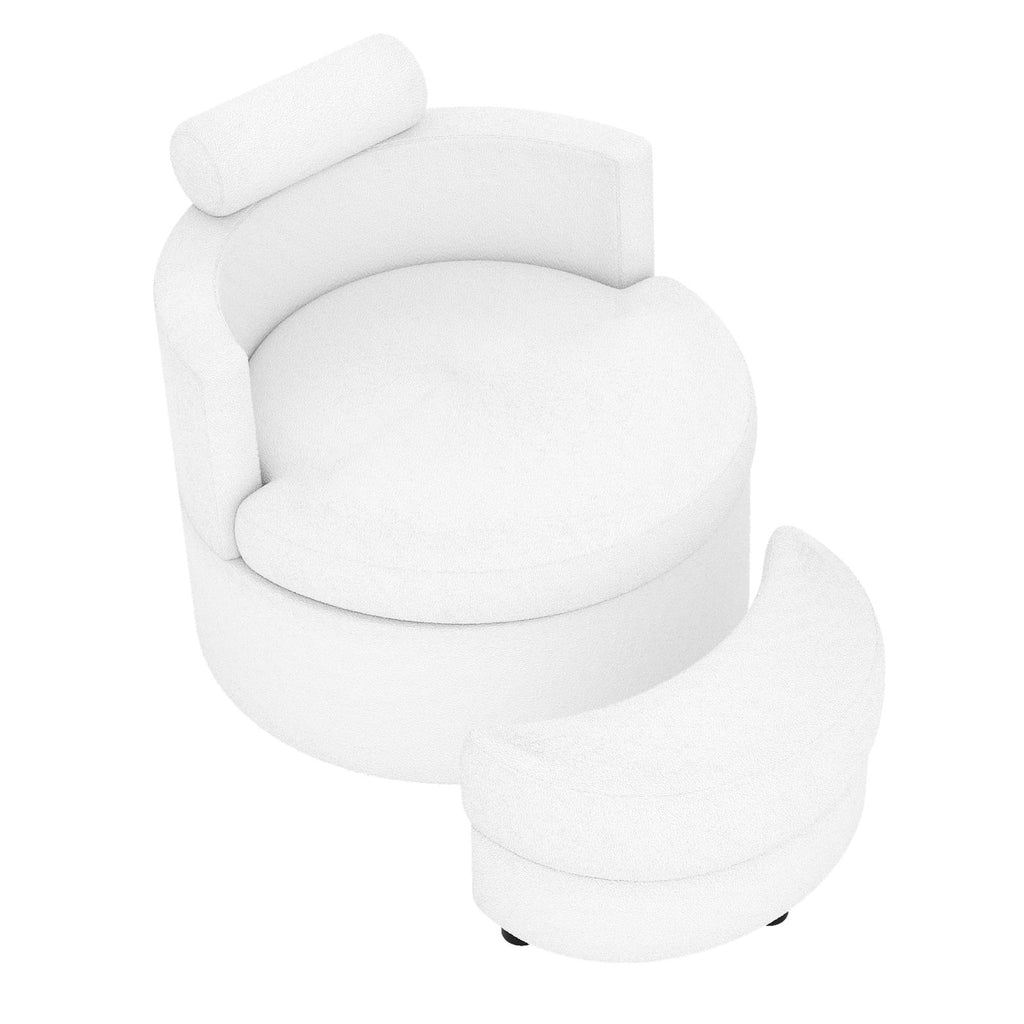 360° Swivel Accent Chair with Half Moon Storage Ottoman
