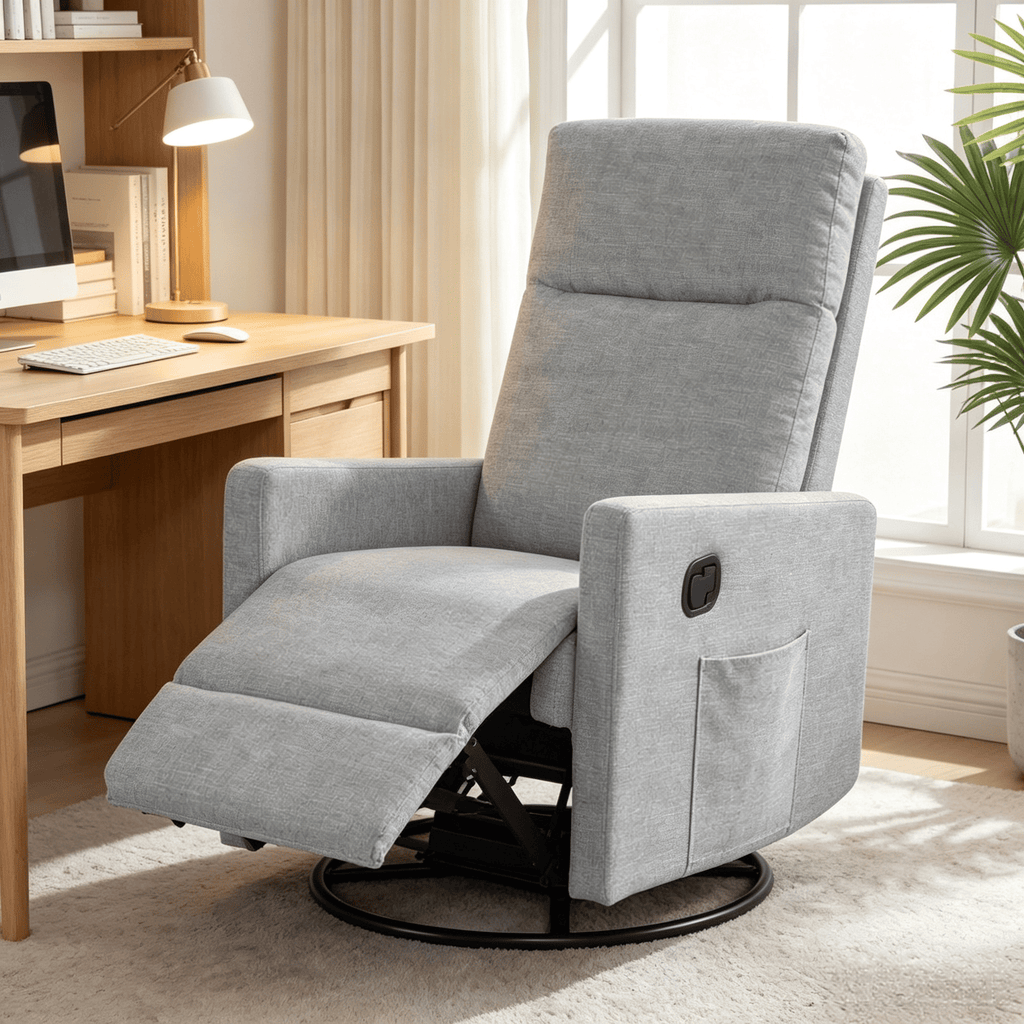 360° Swivel Rocking Chair Nursery Reclining Rocker Armchair Cushioned Back Support for  Comfortable Rotations