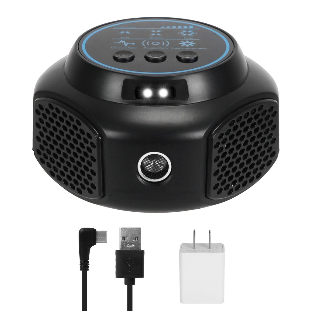 360° Ultrasonic Mice Repellent Indoor Rodent Repeller Rat Squirrel Rodent Chaser with 3 Modes 2 Strobe Lights for Kitchen Warehouse