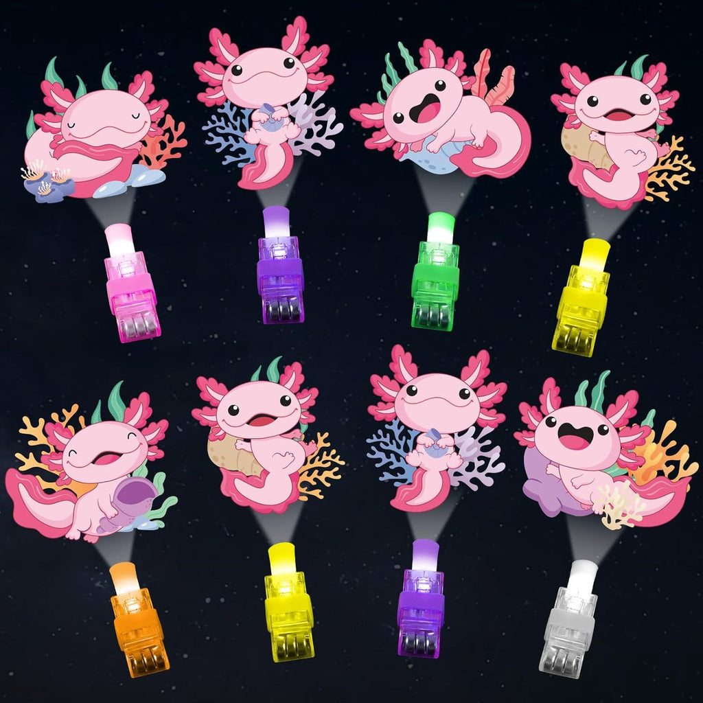 36Pcs Axolotl Themed LED Finger Lights Axolotl Party Favors Glow in the Dark Light Up Finger Lights Cartoon Animals Themed Toys