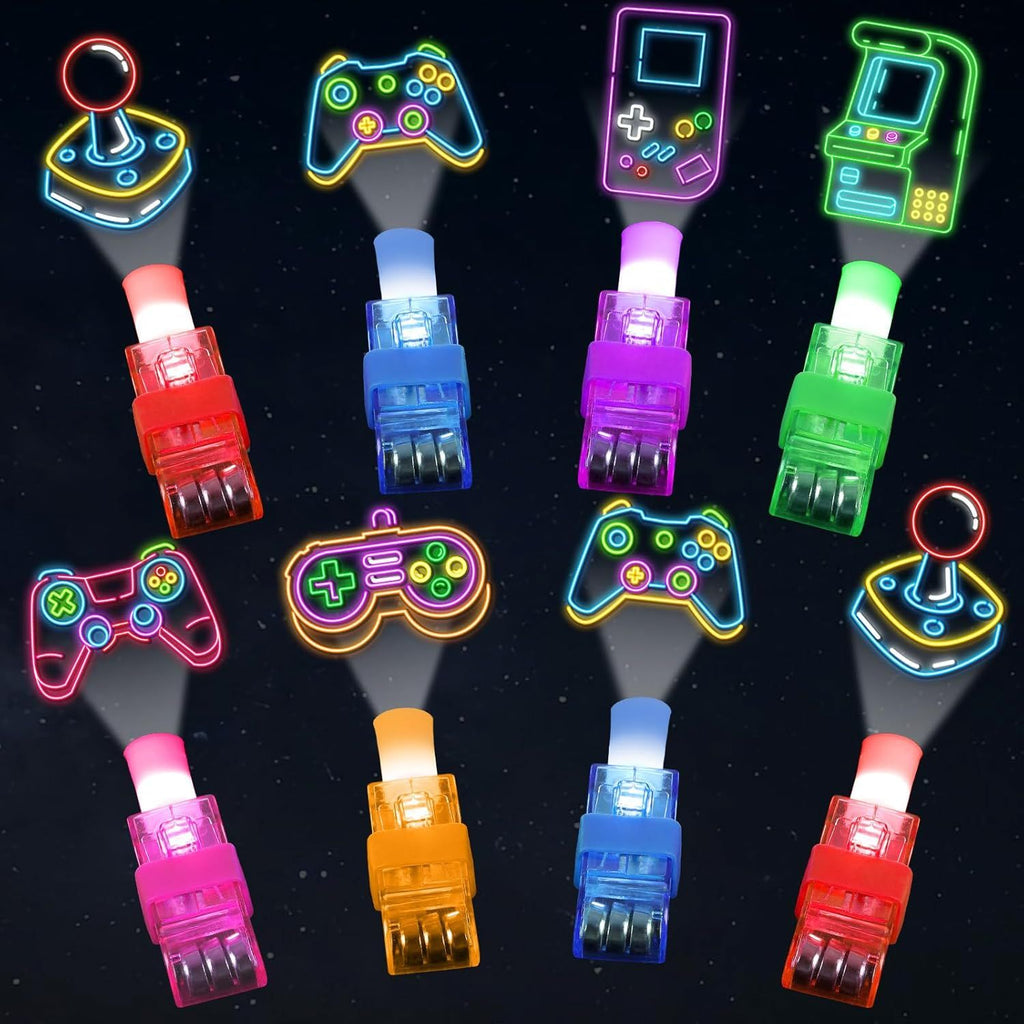 36Pcs Video Game Party Favors Game LED Finger Lights Glow in the Dark Light Up Finger Lights Toys