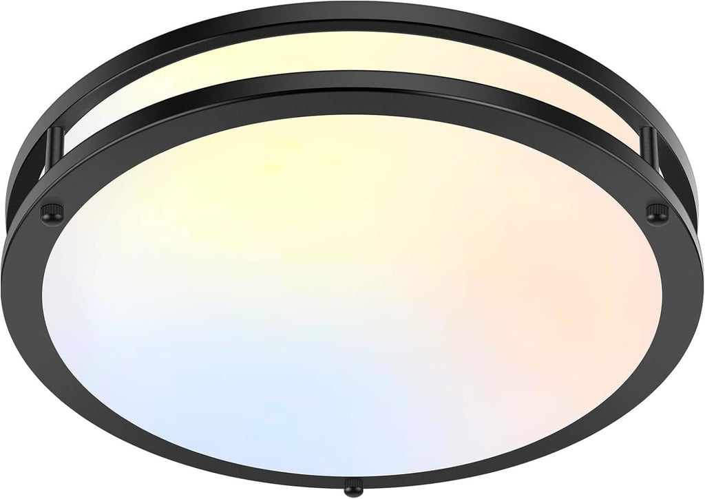 36W LED Flush Mount Ceiling Light Fixture, 13inch LED Ceiling Light 3600LM, Modern Black Ceiling Light 2700K/3000K/4000K/5000K/6500K 5CCT, Dimmable Ceiling Lamp for Living Room Kitchen,1 Pack