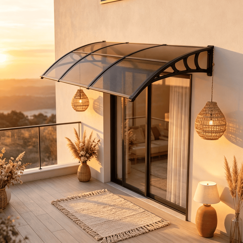 39 X 30 Inch Exterior Front Door Window Awning Outdoor Canopy Roof for Entrance Porch