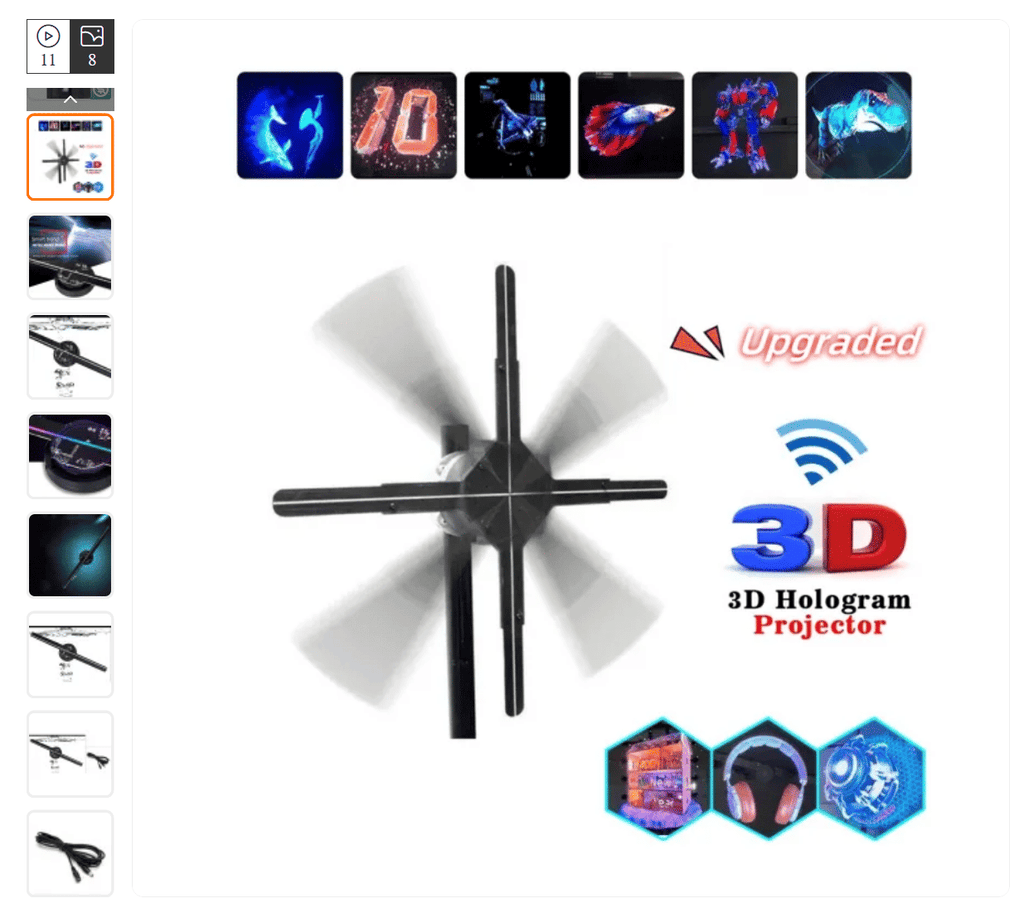 3D Hologram Fan, 52cm 3D Hologram Projector HD LED Holographic Christmas Tree Advertising Display with Remote Bluetooth WiFi,700 Video Library for Business,Bar,Halloween Missyou 20.5 Inch