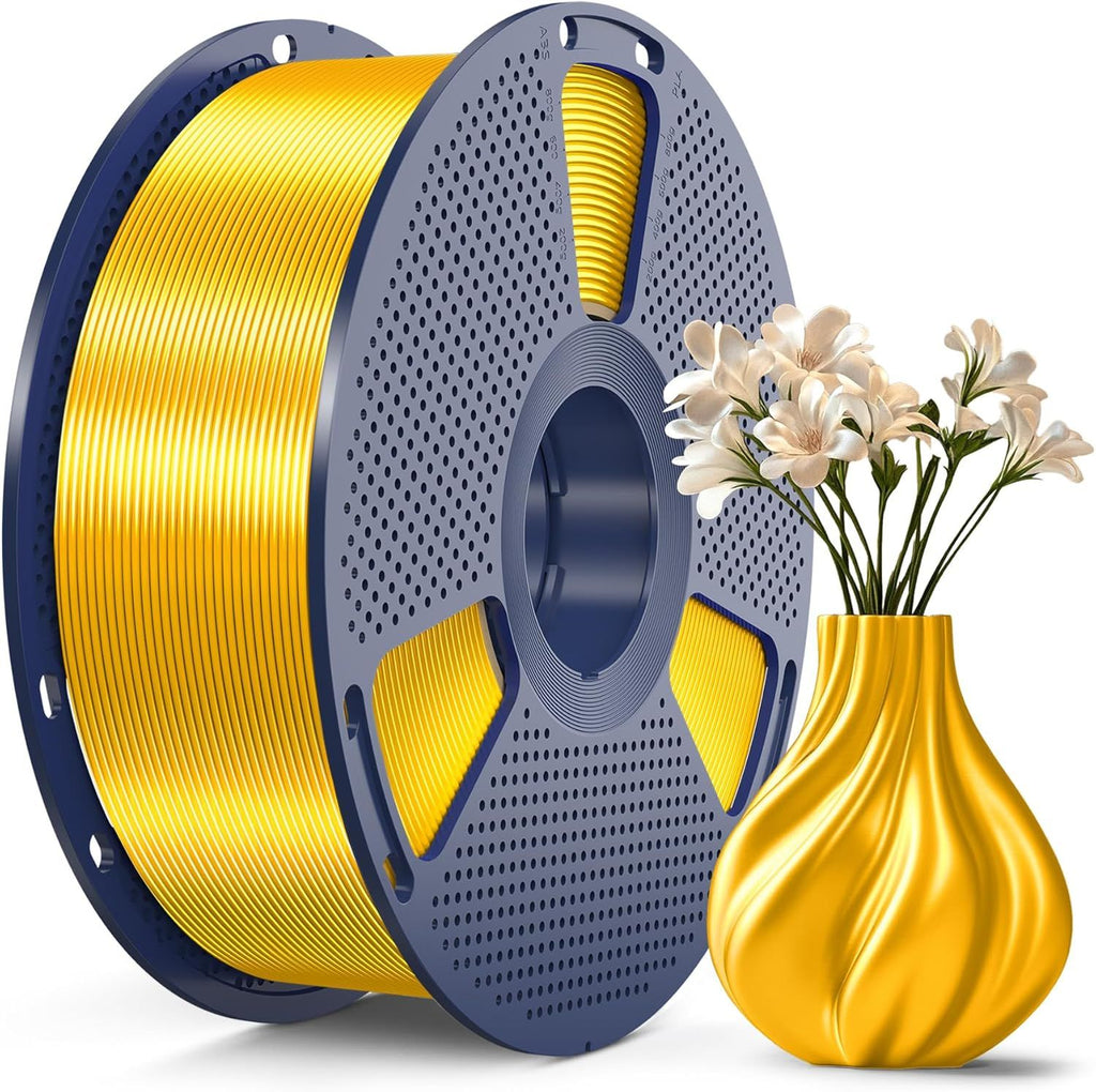 3D Printer Silk Filament,Shiny Silk PLA Filament 1.75mm, Smooth Silky Surface, Great Easy to Print for 3D Printers, Dimensional Accuracy +/- 0.02mm, Silk Light Gold 1KG