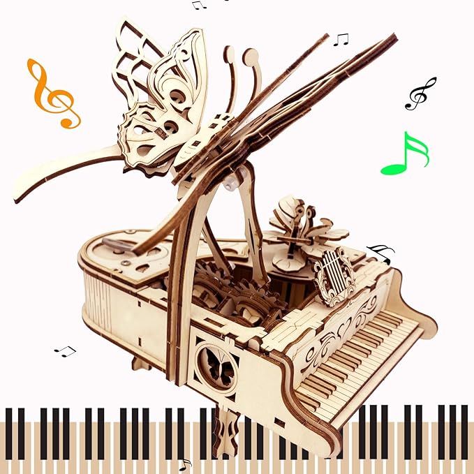 3D Puzzle for Adults - Cool Piano Music Box DIY Craf Kit for Adults to Build Model Kits Wood Mechanical Building Puzzle for Age 14+Years Old
B