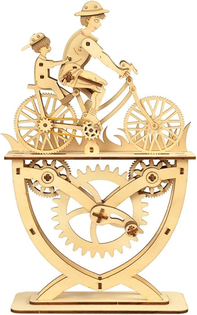3D Puzzle for Adults, Wooden Puzzles Father Bicycle Mechanical Gear Model Building Kits, DIY Wood Crafts Unique Collection, STEM Hobbies for Women Men (Father & Son)