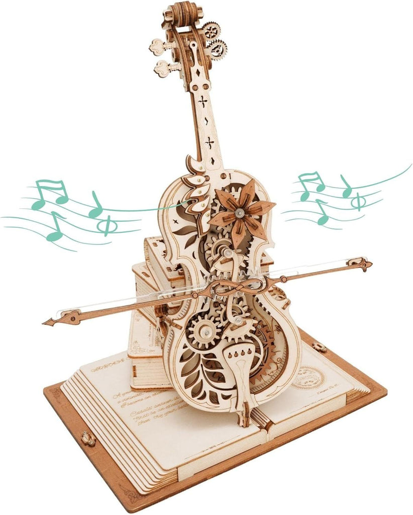 3D Puzzles for Adults 1:5 Scale Cello Model Kit with Base 199pcs Wooden Music Box Building Kit Desk Gift for Men Women Hobby for Adults