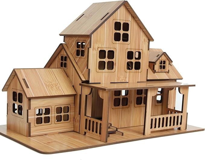3D Wooden Puzzles for Adults Wooden Building Model, 3D House Model Kits for Adults, Log Cabin Model Kits