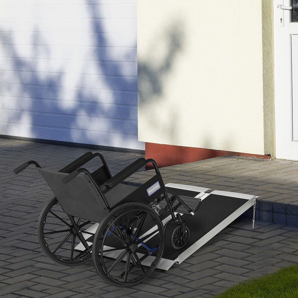 3ft Portable Wheelchair Ramp, Aluminum, Single-Fold, Mobility Scooter Access, with Handle, Black