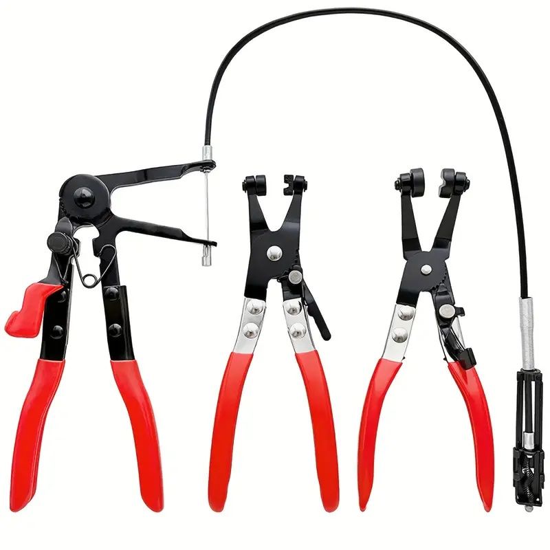 3Pcs Hose Clamp Pliers Remover Kit With Long Reach Wire Spring Hose Clamp Pliers - For Automotive Coolant Radiator Heater And Water Hose - For Mechanics & DIY Enthusiasts - Ideal for Repairing & Repla
