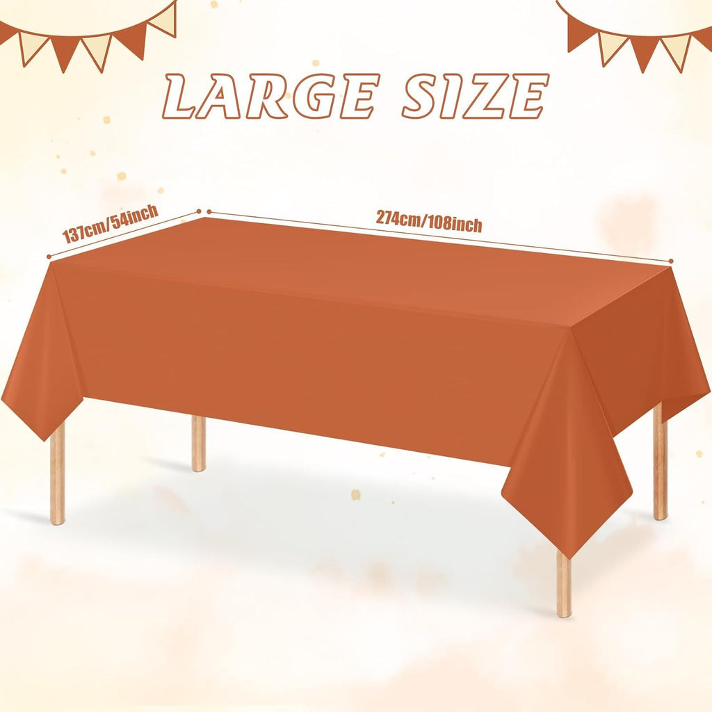 3Pcs Orange Tablecloths for Rectangle Tables Disposable Plastic Table Cloth Waterproof Table Cover for Fall Thanksgiving Harvest Birthdays Weddings Party Decorations,54 x 108 Inch