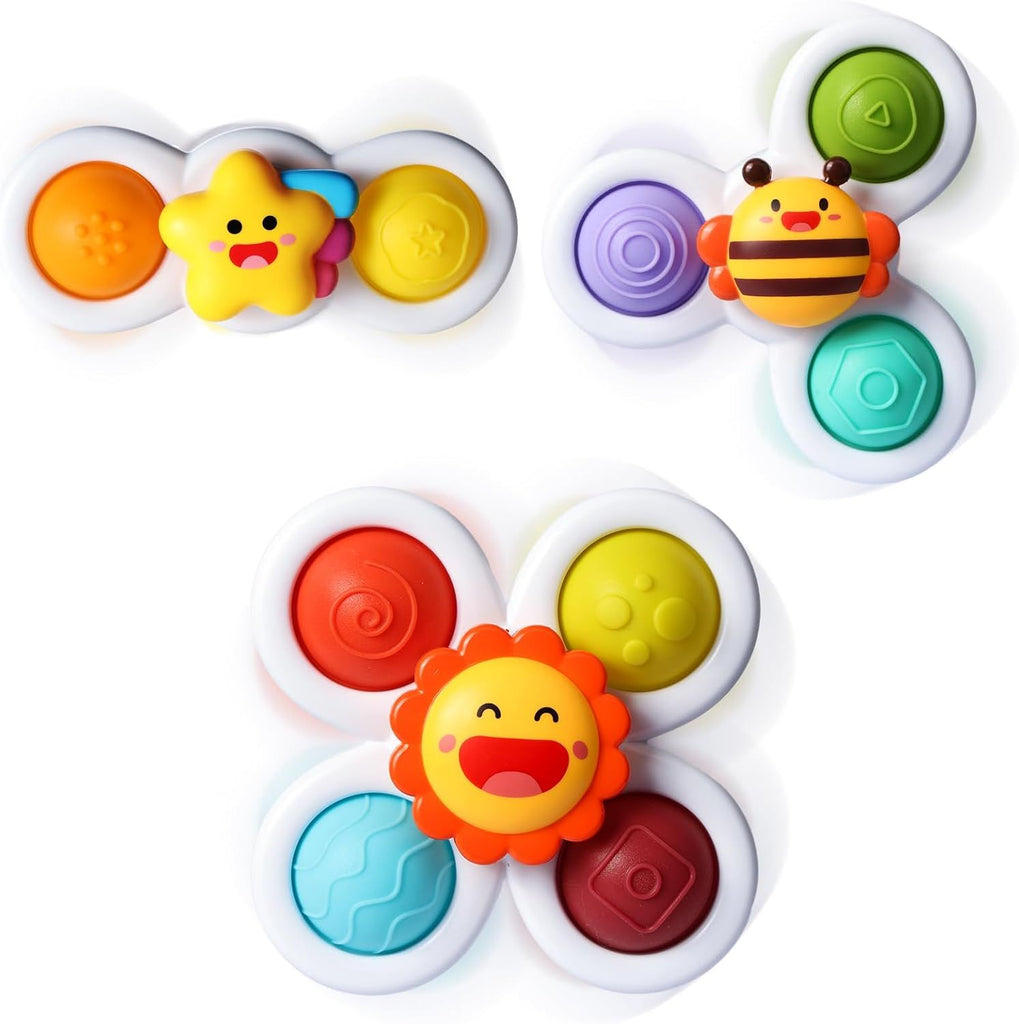 3PCS Pop Suction Cup Spinner Toys for 1 Year Old Boy Girl|Novelty Spinning Tops Toddler Stocking Stuffers|Baby Bath Toy for Kids Ages 1-3|1 Year Old Boy Christmas Birthday Gift for Infant