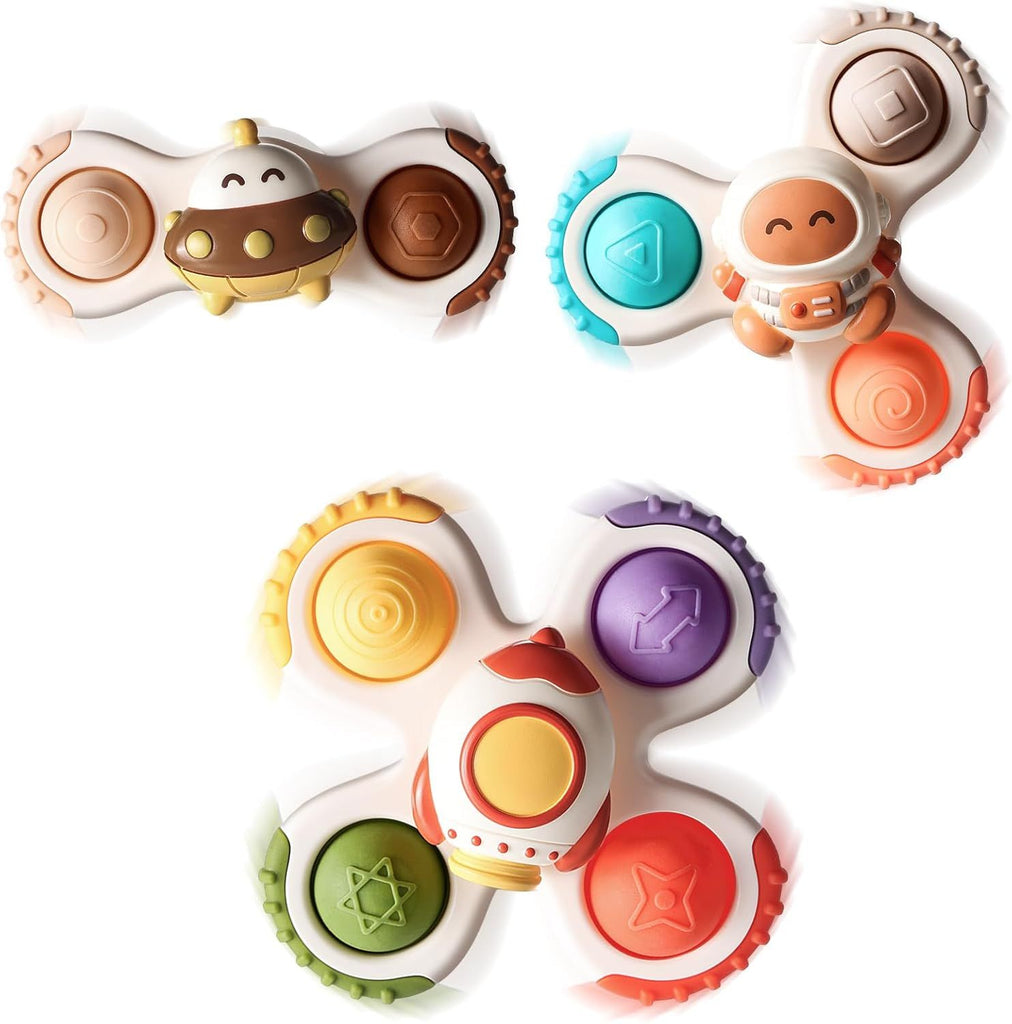 3PCS Pop Suction Cup Spinner Toys for 1 Year Old Boy Girl|Novelty Spinning Tops Toddler Stocking Stuffers|Baby Bath Toy for Kids Ages 1-3|1 Year Old Boy Christmas Birthday Gift for Infant