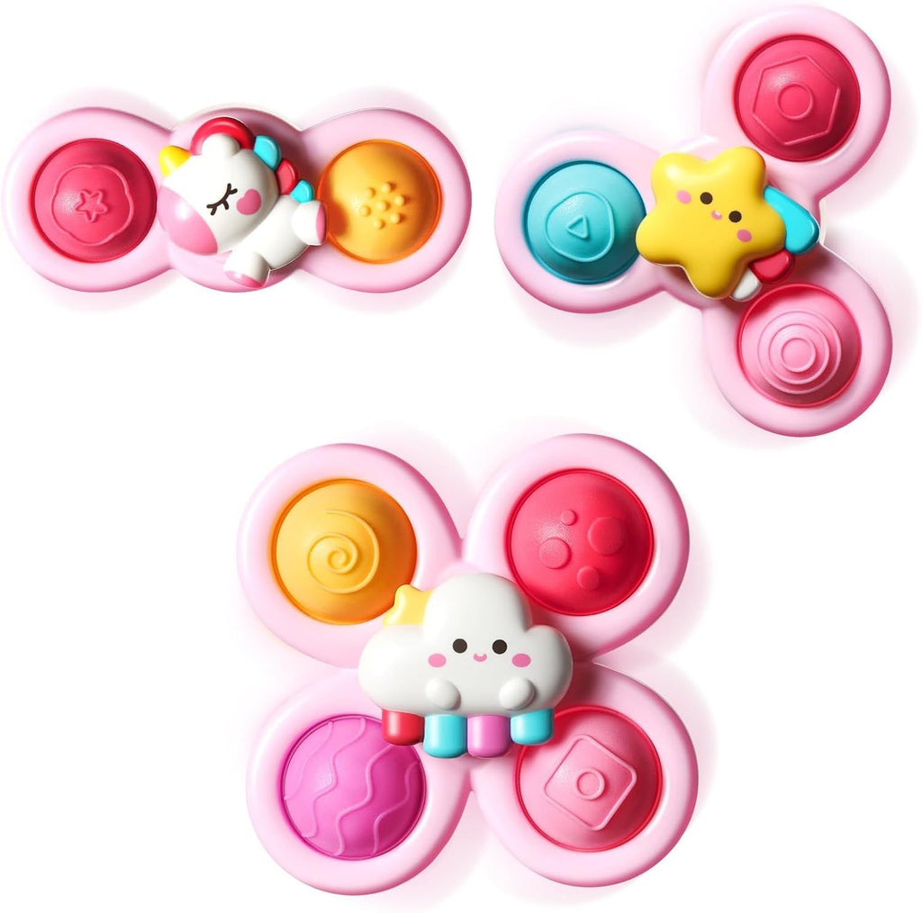 3PCS Pop Suction Cup Spinner Toys for 1 Year Old Boy Girl|Novelty Spinning Tops Toddler Stocking Stuffers|Baby Bath Toy for Kids Ages 1-3|1 Year Old Boy Christmas Birthday Gift for Infant