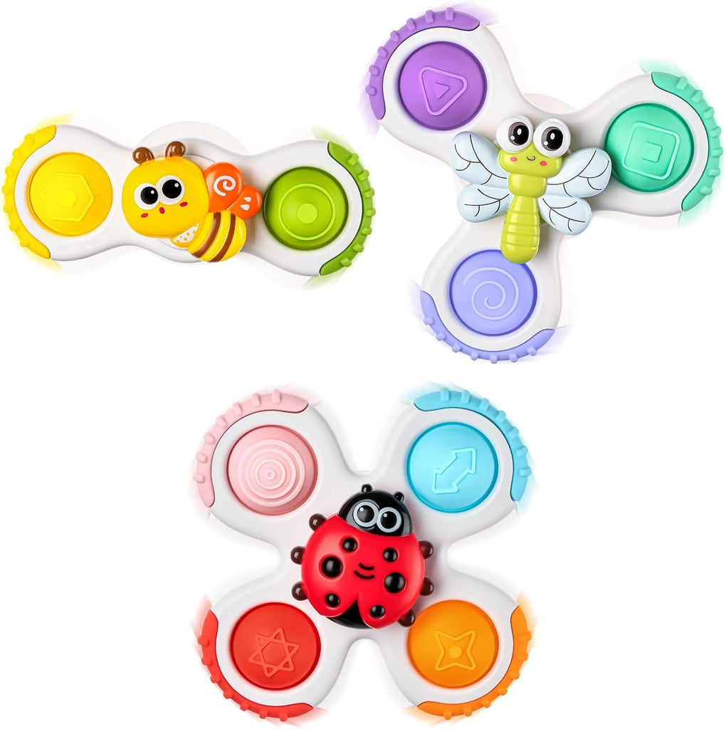3PCS Pop Suction Cup Spinner Toys for 1 Year Old Boy Girl|Novelty Spinning Tops Toddler Stocking Stuffers|Baby Bath Toy for Kids Ages 1-3|1 Year Old Boy Christmas Birthday Gift for Infant