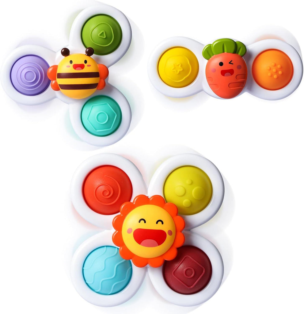 3PCS Pop Suction Cup Spinner Toys for 1 Year Old Boy Girl|Novelty Spinning Tops Toddler Stocking Stuffers|Baby Bath Toy for Kids Ages 1-3|1 Year Old Boy Christmas Birthday Gift for Infant