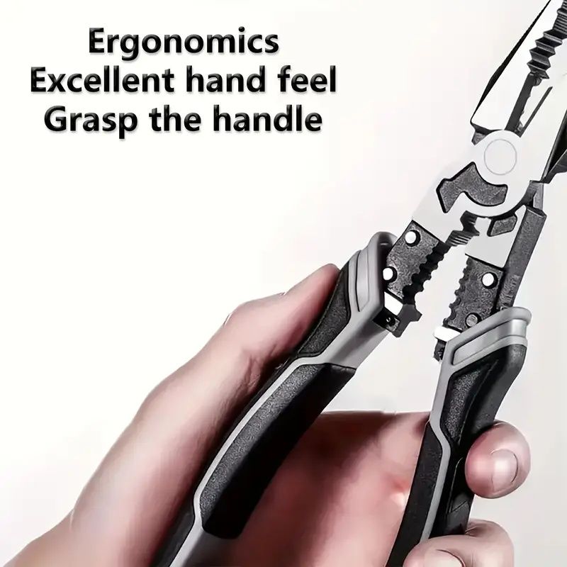 3pcs Set, 5-in-1 Multi-function Pliers Set, Industrial Grade with PVC Handles, Professional Hand Tools, Automatic Wire Strippers And Cutters - Metal