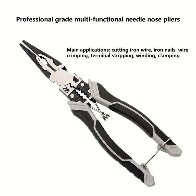 3pcs Set, 5-in-1 Multi-function Pliers Set, Industrial Grade with PVC Handles, Professional Hand Tools, Automatic Wire Strippers And Cutters - Metal