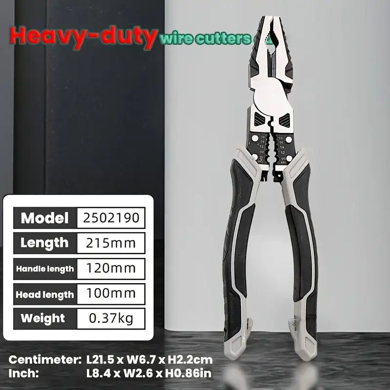 3pcs Set, 5-in-1 Multi-function Pliers Set, Industrial Grade with PVC Handles, Professional Hand Tools, Automatic Wire Strippers And Cutters - Metal