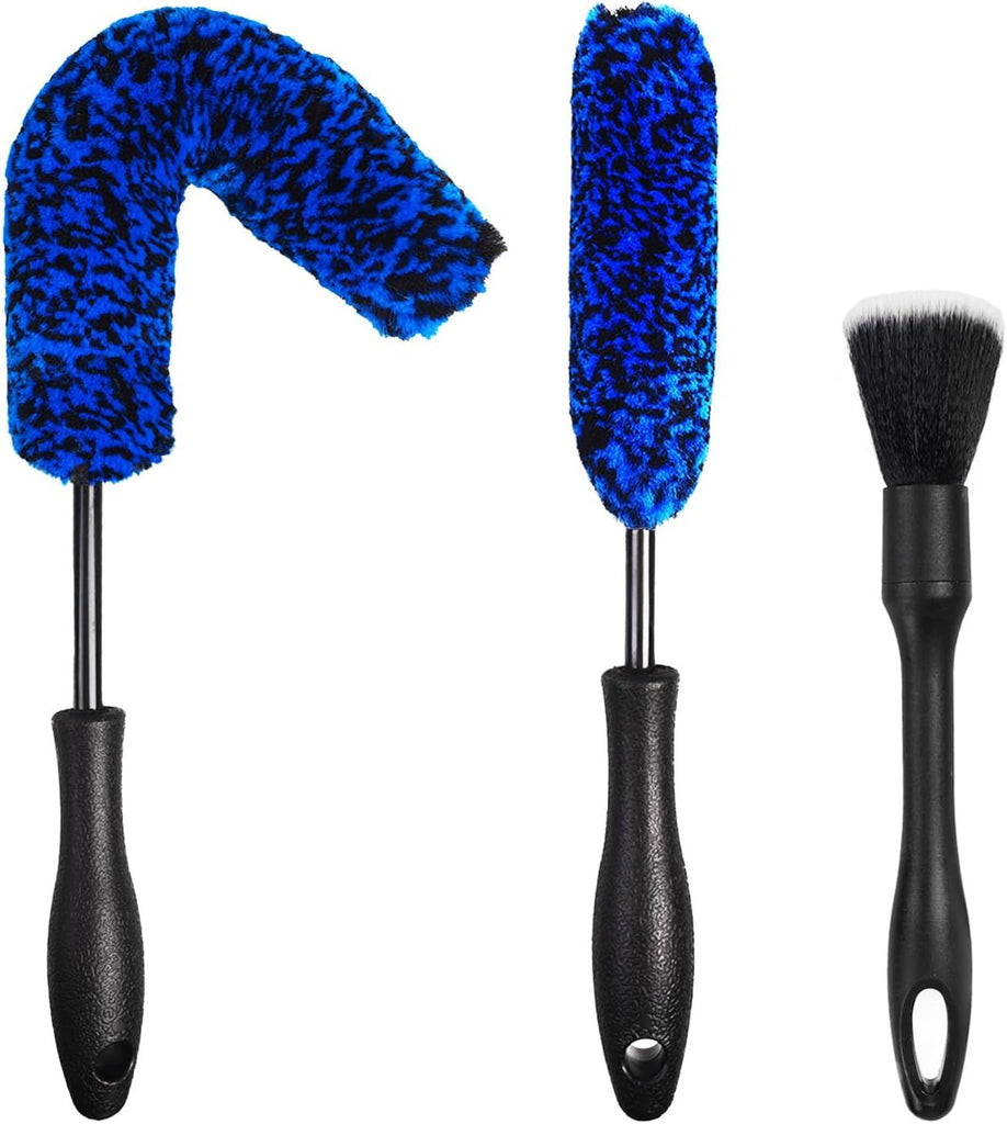 3PCS Wheel Brush Kit for Cleaning Wheel and Tire, Wheel and Rim Brush, Car Detailing Brushes, Bendable & Durable Car Wheel Rim Cleaner Brush Set, Car Detailing Cleaning Brush Supplies Kit