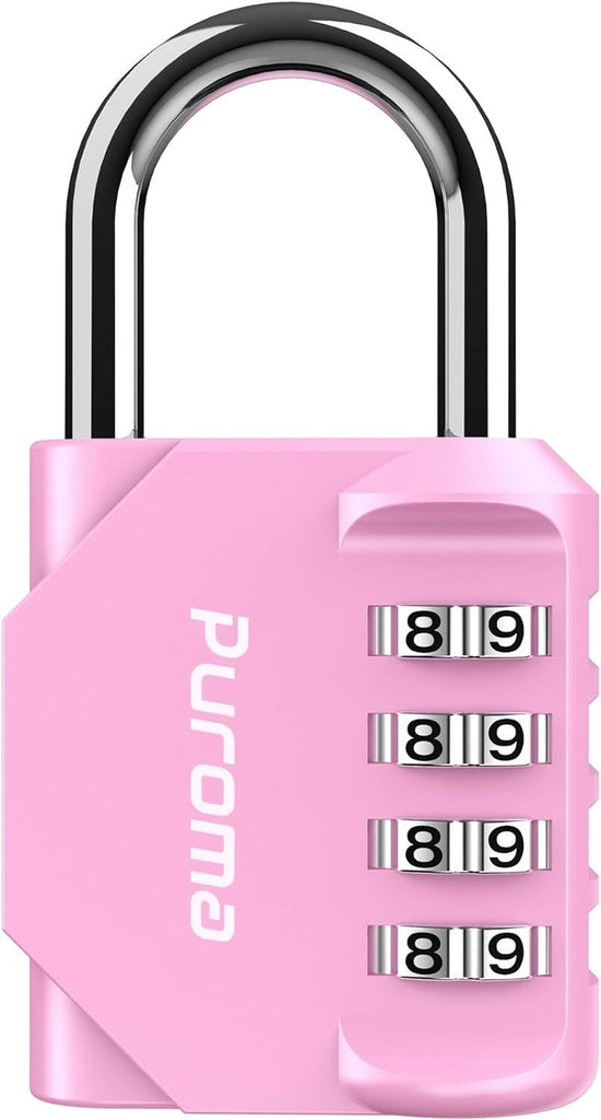 4 Digit Combination Lock Waterproof Padlock for Locker, Gym, Fence, Toolbox, Gate, and Storage, Pink