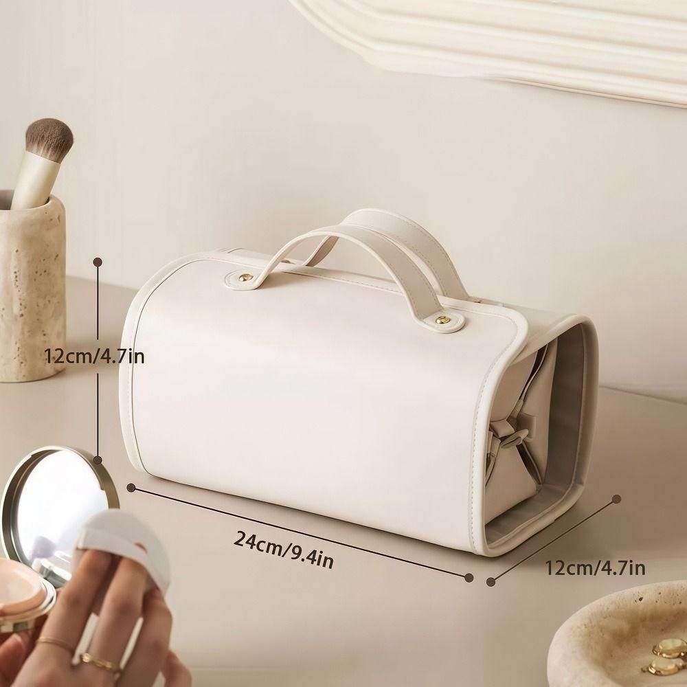 4-in-1 Detachable Makeup Bag, Large Capacity PU Leather Cosmetic Organizer with Handle, Portable Travel Toiletry Bag for Women