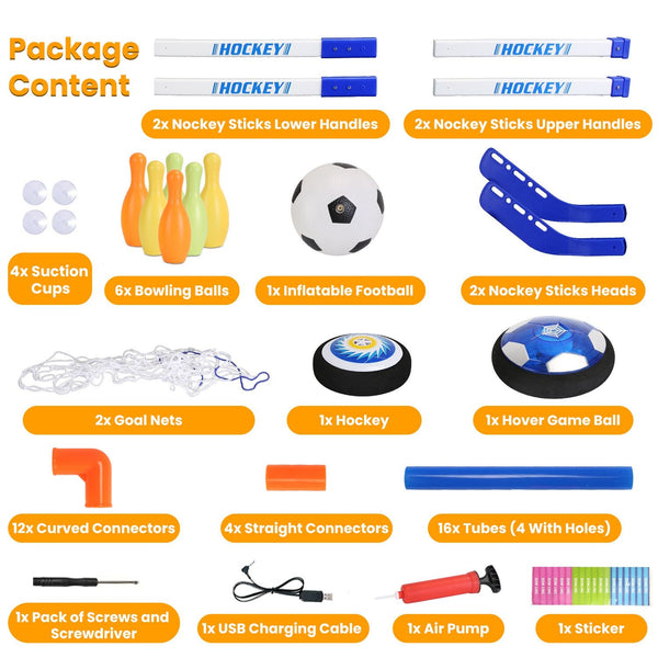 4 in 1 Hover Soccer Ball Toy Set Bowling Balls Goals Floating Soccer Ball Hockey With Colorful LED Lights Indoor Outdoor Sport Toys For 3-12 Years Old Kids Christmas Birthday Gifts image 2