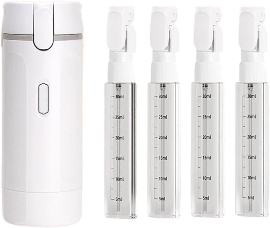 4-in-1 Travel Dispenser Bottle, 4-Pack 30ML Toiletries Portable Leak-Proof Refillable Toiletry Containers with Scale Label Shampoo, Lotion, Conditioner, Cream Storage for Flights and Gym Bags (White)