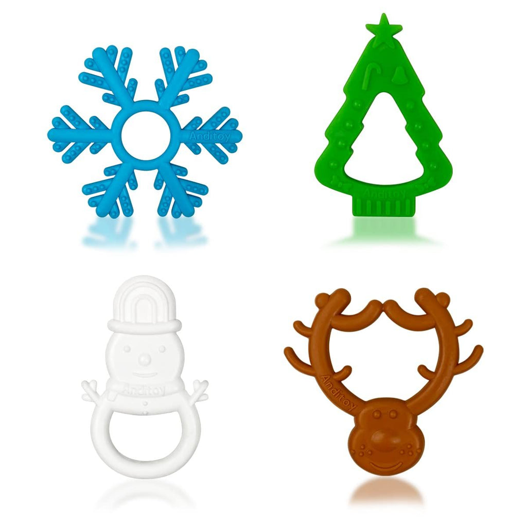 4 Pack Christmas Silicone Toys for Toddlers Christmas Stocking Stuffers Party Favors Gifts