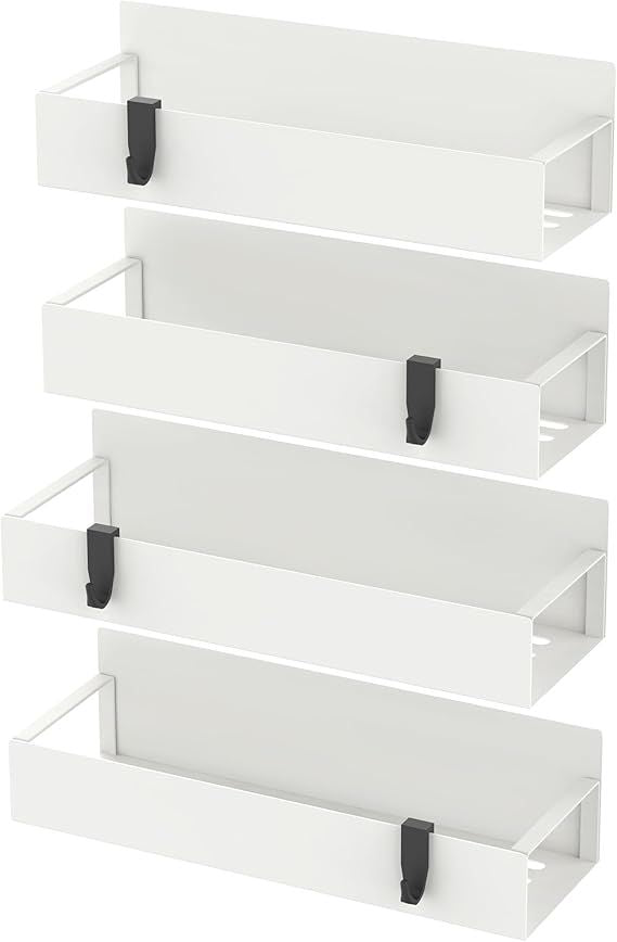 4 Pack Magnetic Spice Storage Rack Organizer for Refrigerator and Oven, Cream White Fridge Organizers and Storage