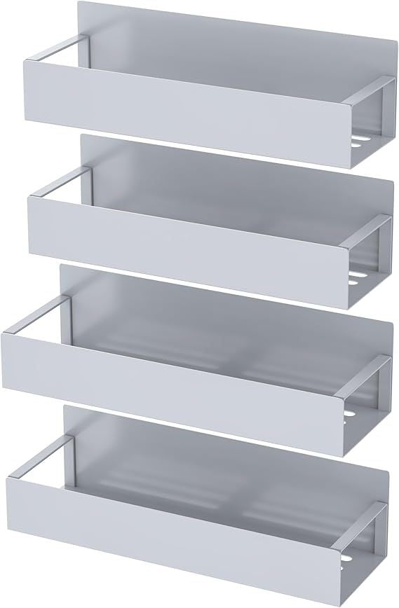 4 Pack Magnetic Spice Storage Rack Organizer for Refrigerator and Oven, Gray Fridge Organizers and Storage