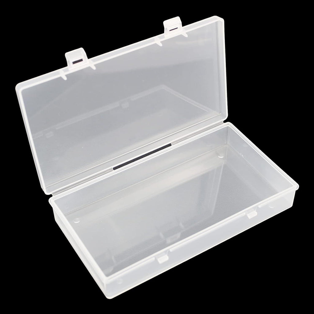 4 Pack Rectangular Clear Plastic Storage Containers Box with Hinged Lid for Beads and Other Small Craft Items (6.1 x 3.3 x 1.18 inch)