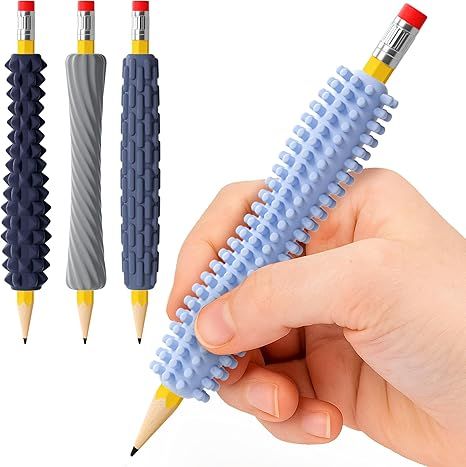 4-Pack Sensory Fidget Pencil Grips,Textured Silicone Sleeves for Anxiety & Focus. Quiet Classroom & Travel Fidget Tool for Kids and Adults.Aids Fine Motor Skills,ADHD, Autism