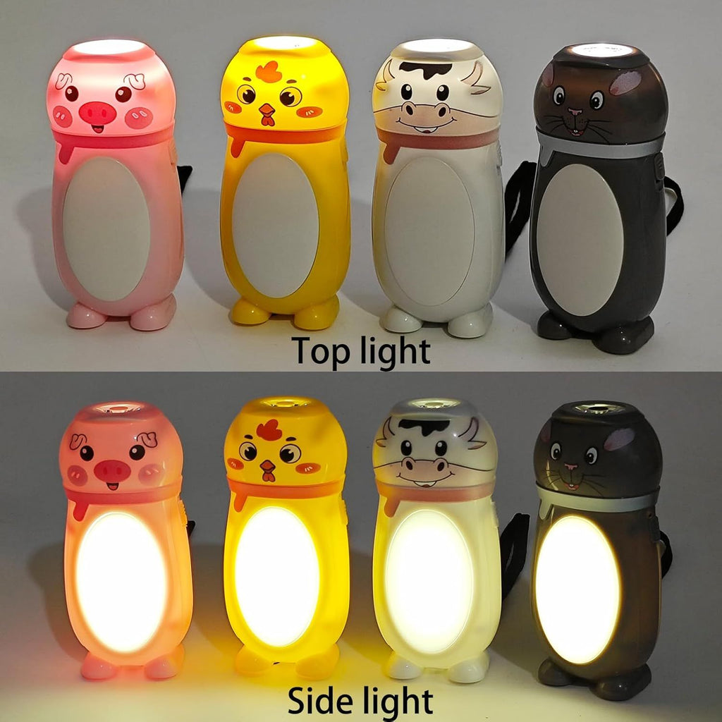 4 Pack Small Mini LED Flashlights for Kids Toddlers Cute Small Animal Flashlight- 2 in 1 Flashlight Camping Lantern Flashlights - Christmas Gift Stocking Stuffers for Girls Boys Party Favors