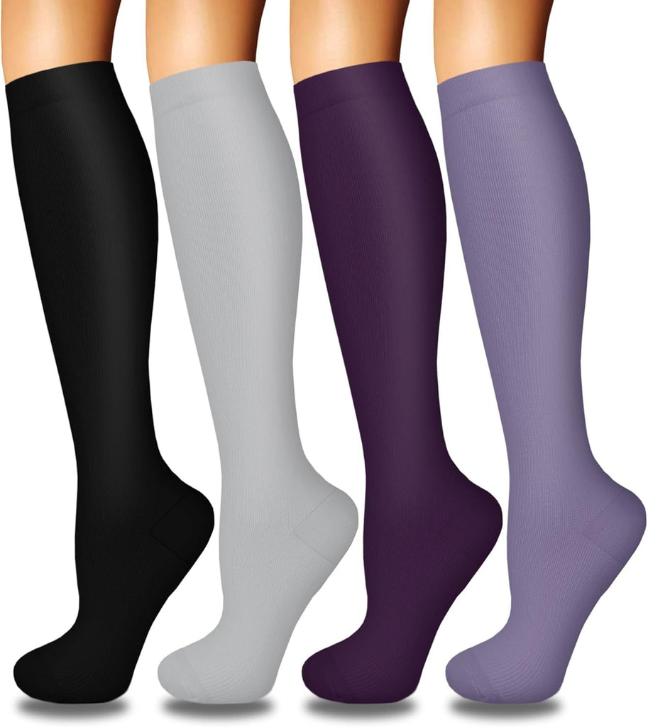 4 Pairs Compression Socks for Women Circulation-Best Support for Nurses,Running,Athletic,Travel