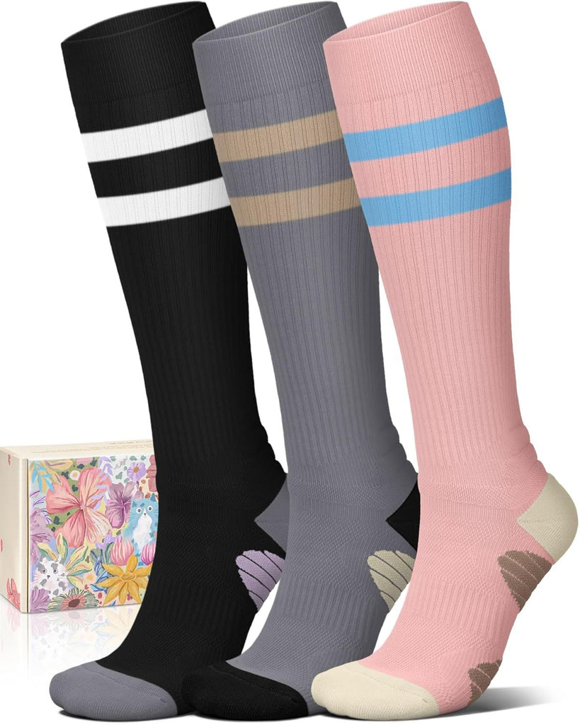 4 Pairs Compression Socks for Women Circulation-Best Support for Nurses,Running,Athletic,Travel