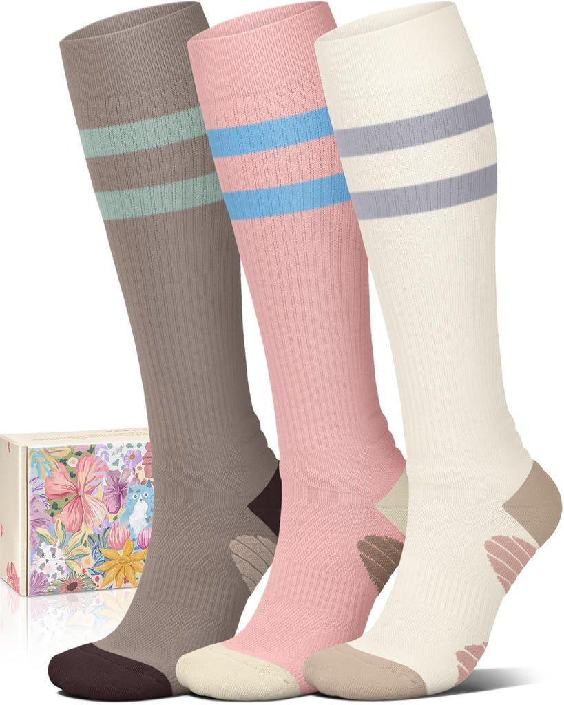 4 Pairs Compression Socks for Women Circulation-Best Support for Nurses,Running,Athletic,Travel