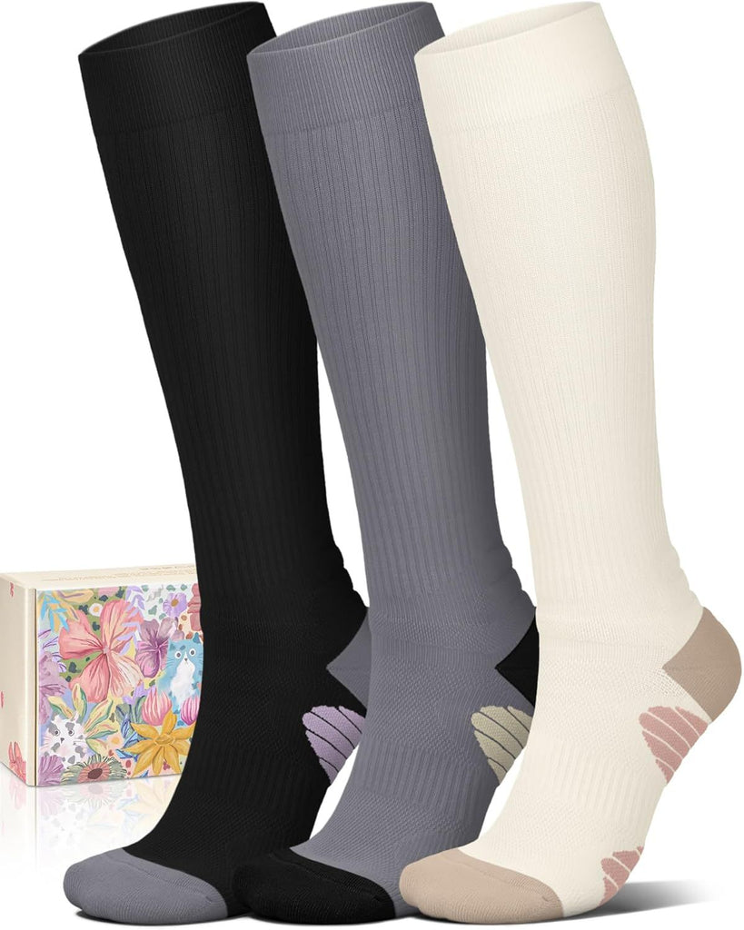 4 Pairs Compression Socks for Women Circulation-Best Support for Nurses,Running,Athletic,Travel