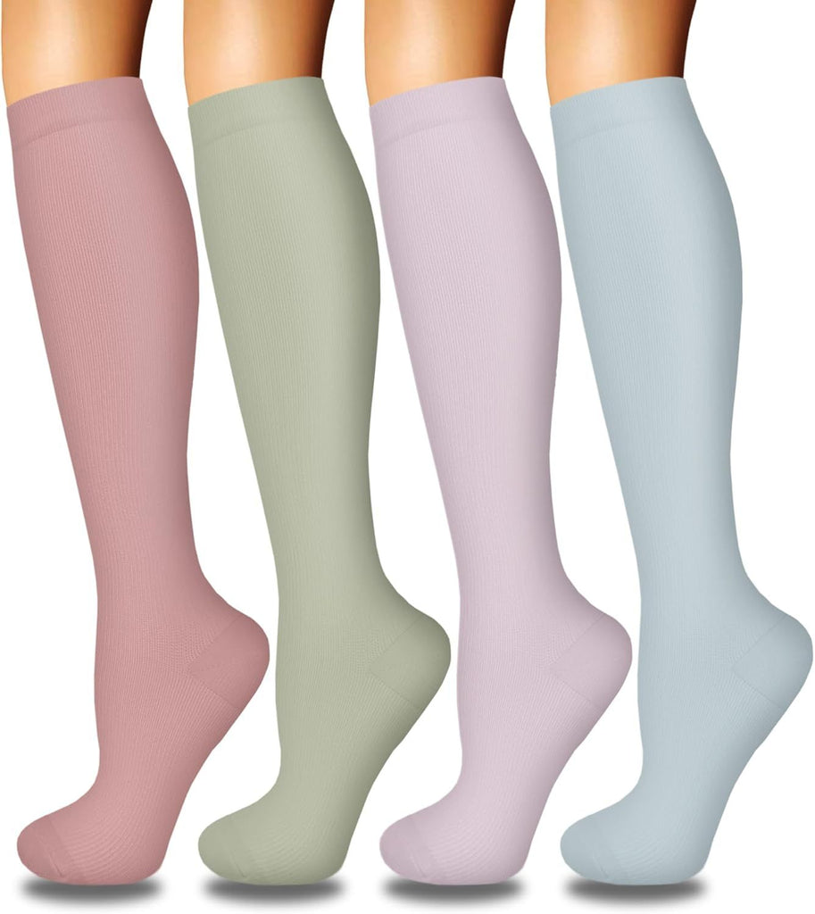 4 Pairs Compression Socks for Women Circulation-Best Support for Nurses,Running,Athletic,Travel