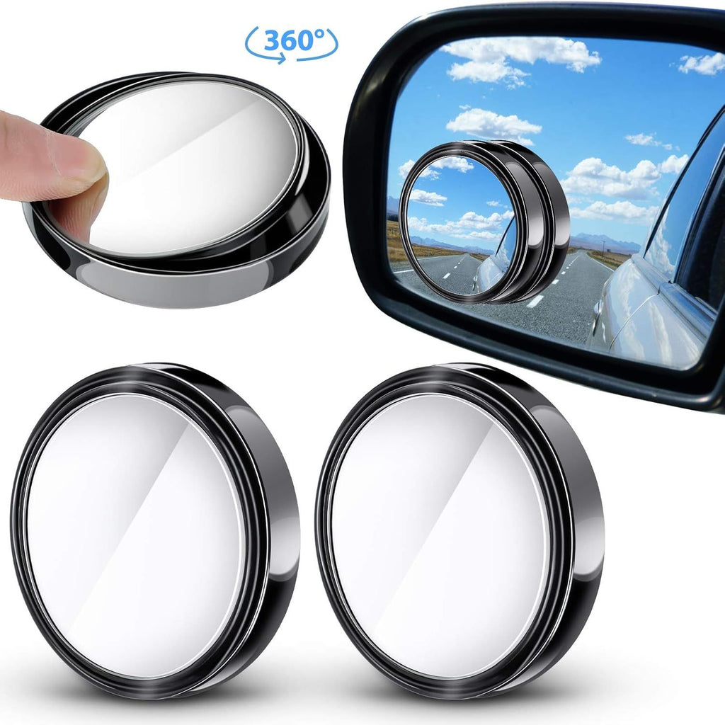 4 Pcs Blind Spot Mirrors 360 Degree 2 Inch Car Rear View Adjustable Wide View Angle Black Round Glass Convex Mirrors Adjustable with Frame for Car SUV Truck Accessories