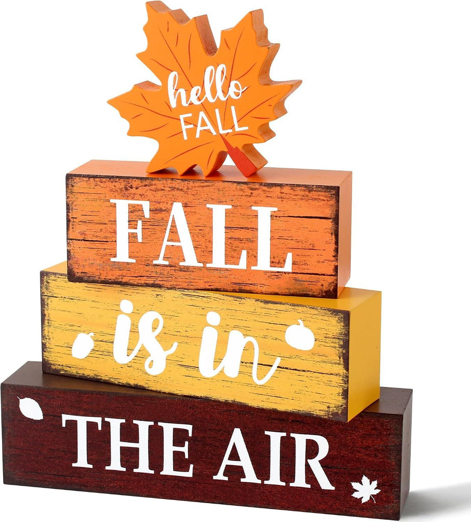 4 Pcs Fall Wooden Decor, Fall Table Decorations Gifts for Home